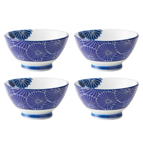 Set of 4 umbrella rice bowls