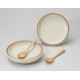 Set of two plates with wooden spoon
