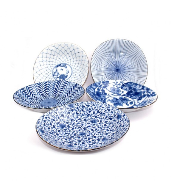 Set of 5 dinner plates in porcelain